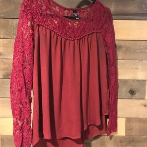 Burgundy Red Flowy Top